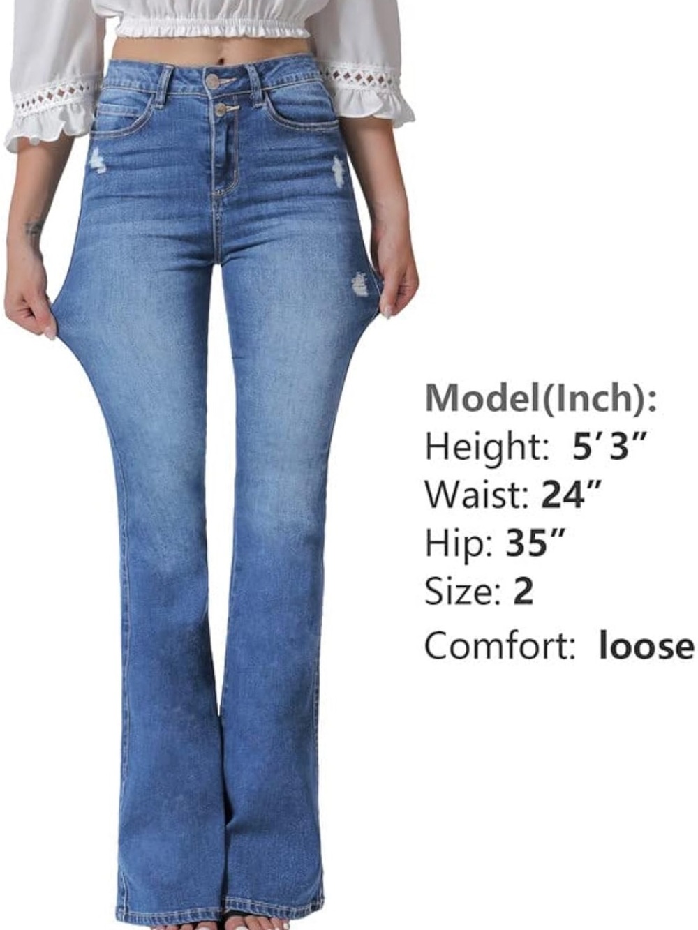 Flying Banana High-Rise Flare Jeans in Medium Blue - Women - Picture 3 of 5